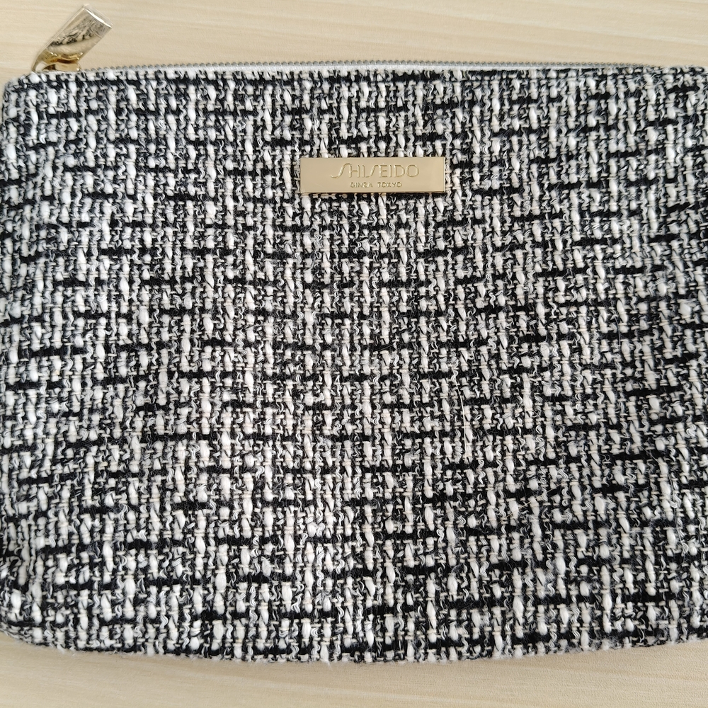Shiseido Black and White Textured Cosmetic Bag
